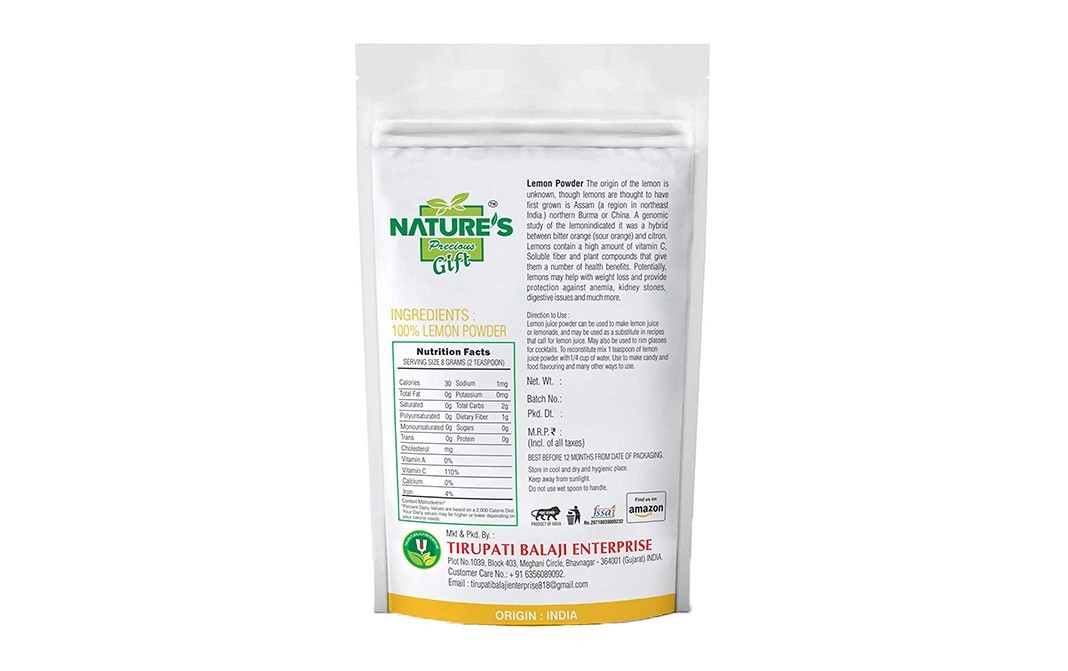 Nature's Gift Spray-Dried Lemon Powder    Pack  100 grams